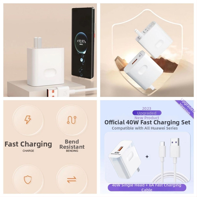 66W kõrge efektiivsusega kiirlaadija Huawei P50 Pro jaoks, 6A andmekaabel, 3C sertifikaat, toetab 40W kiirlaadimist