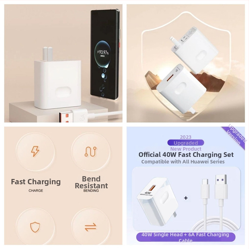 66W kõrge efektiivsusega kiirlaadija Huawei P50 Pro jaoks, 6A andmekaabel, 3C sertifikaat, toetab 40W kiirlaadimist