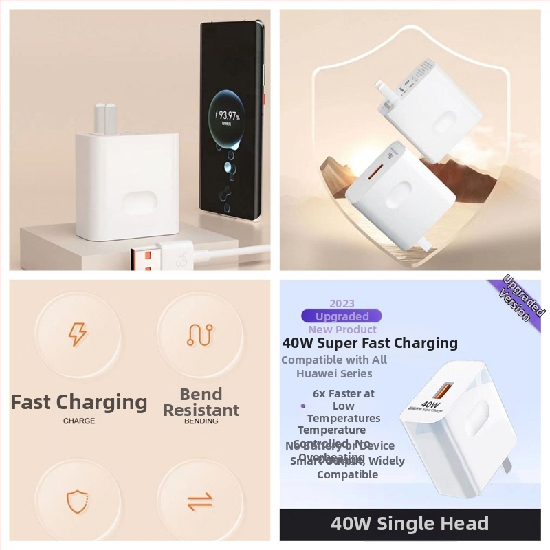 66W kõrge efektiivsusega kiirlaadija Huawei P50 Pro jaoks, 6A andmekaabel, 3C sertifikaat, toetab 40W kiirlaadimist