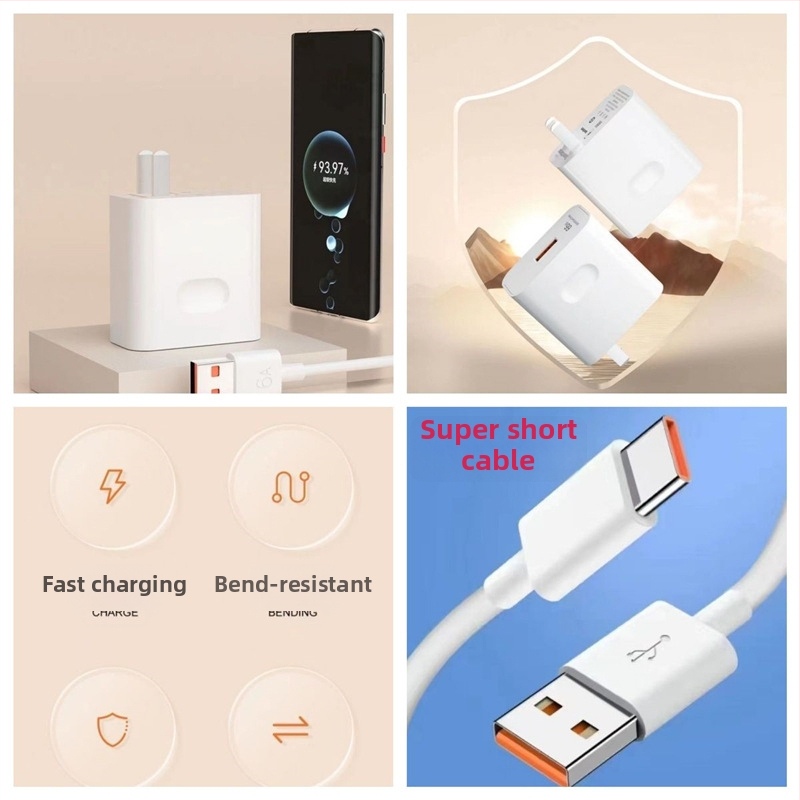 66W kõrge efektiivsusega kiirlaadija Huawei P50 Pro jaoks, 6A andmekaabel, 3C sertifikaat, toetab 40W kiirlaadimist