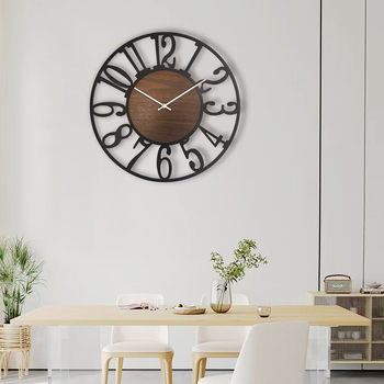 Ceas de perete YX8936, mișcare cu sweep a secundelor, cadran metalic circular, alimentat cu baterie, Sun mecanism model 12888