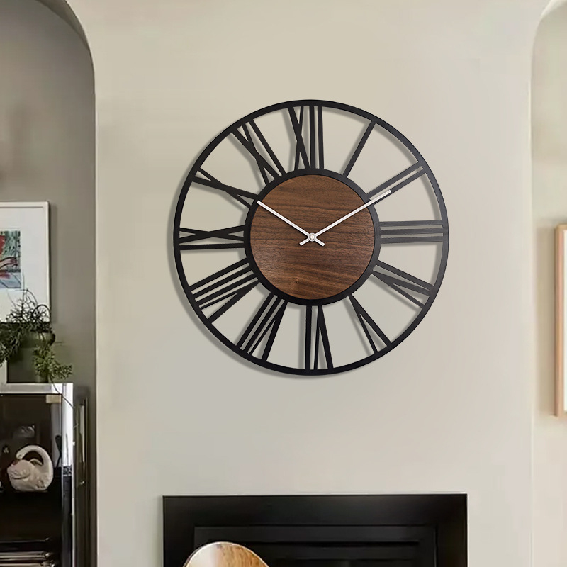 Ceas de perete YX8936, mișcare cu sweep a secundelor, cadran metalic circular, alimentat cu baterie, Sun mecanism model 12888