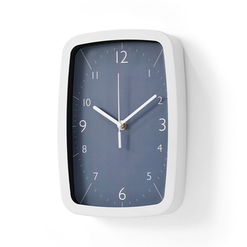 Ceas de perete MX613BL-6168S — dreptunghiular, mișcare sweep a secundelor, carcasă metalică, cadran din hârtie acoperită, alimentat cu baterie