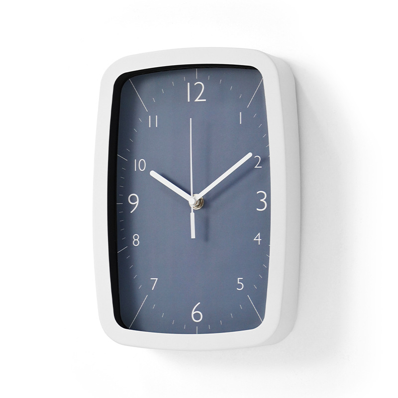 Ceas de perete MX613BL-6168S — dreptunghiular, mișcare sweep a secundelor, carcasă metalică, cadran din hârtie acoperită, alimentat cu baterie
