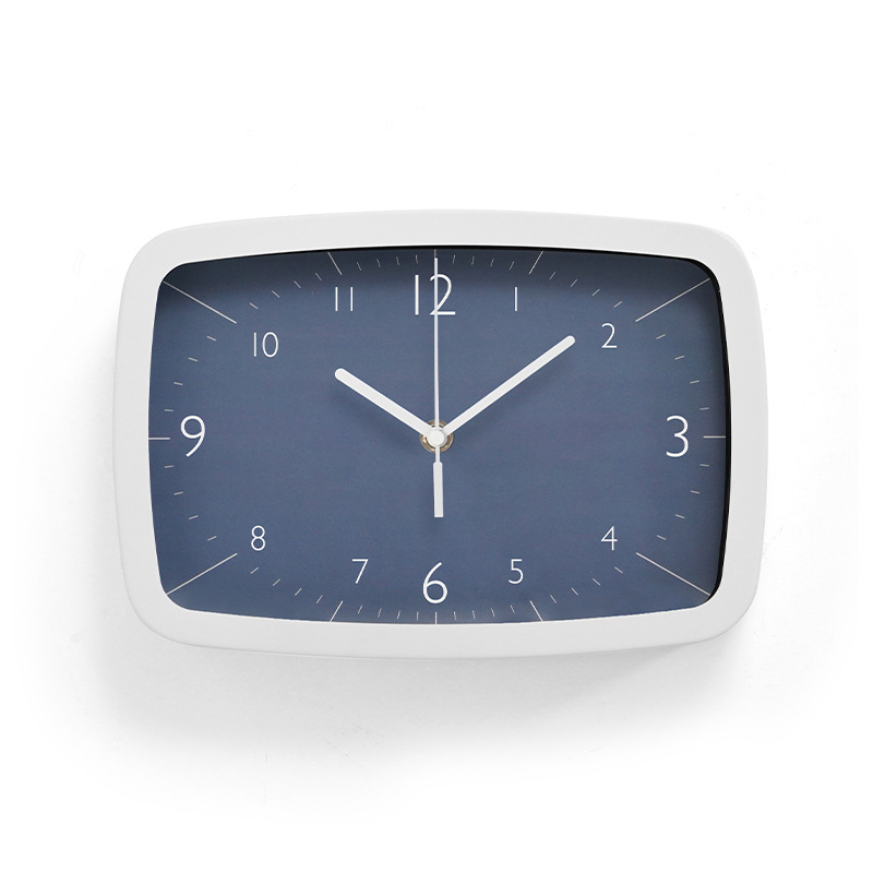 Ceas de perete MX613BL-6168S — dreptunghiular, mișcare sweep a secundelor, carcasă metalică, cadran din hârtie acoperită, alimentat cu baterie