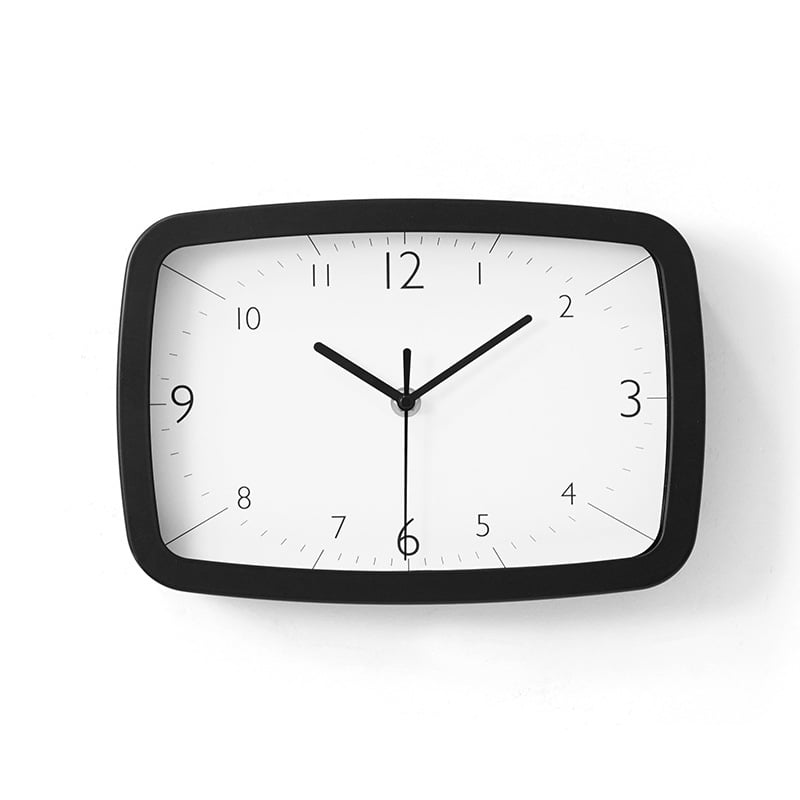 Ceas de perete MX613BL-6168S — dreptunghiular, mișcare sweep a secundelor, carcasă metalică, cadran din hârtie acoperită, alimentat cu baterie