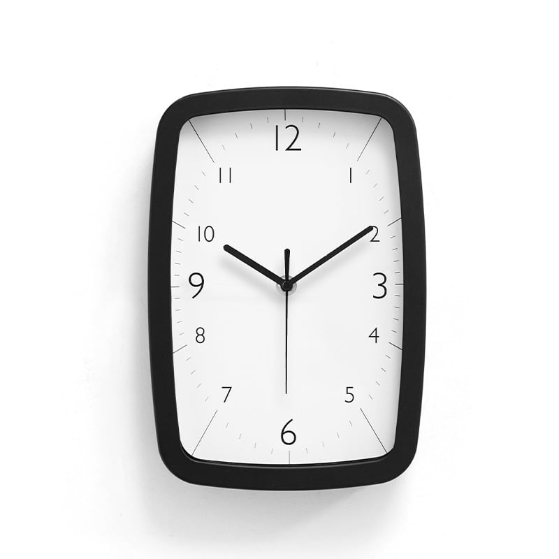 Ceas de perete MX613BL-6168S — dreptunghiular, mișcare sweep a secundelor, carcasă metalică, cadran din hârtie acoperită, alimentat cu baterie