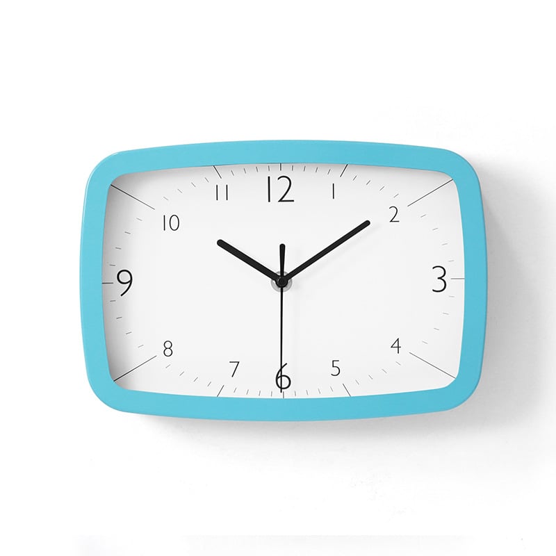 Ceas de perete MX613BL-6168S — dreptunghiular, mișcare sweep a secundelor, carcasă metalică, cadran din hârtie acoperită, alimentat cu baterie