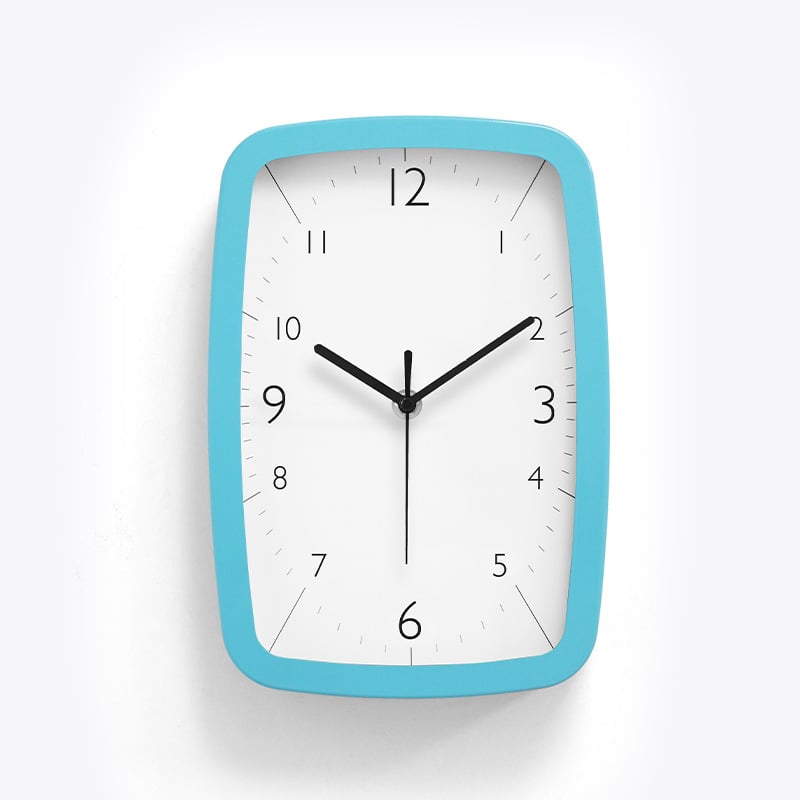 Ceas de perete MX613BL-6168S — dreptunghiular, mișcare sweep a secundelor, carcasă metalică, cadran din hârtie acoperită, alimentat cu baterie