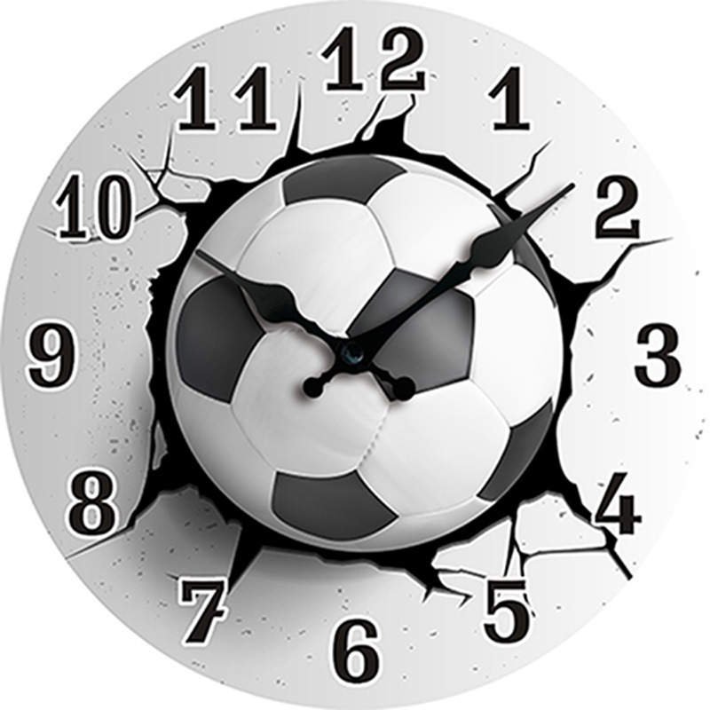 Zidni sat s temom košarke i nogometa, Nordic kružni dizajn, tih kvarcni mehanizam, napajanje baterijama, drveni brojčanik