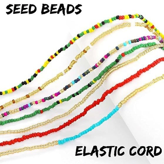 Vidukļa ķēde – bohemiskas stikla rižu pērles, 7-dalīgs komplekts, platums 3-8 mm, daudzpusīgs un pielāgojams