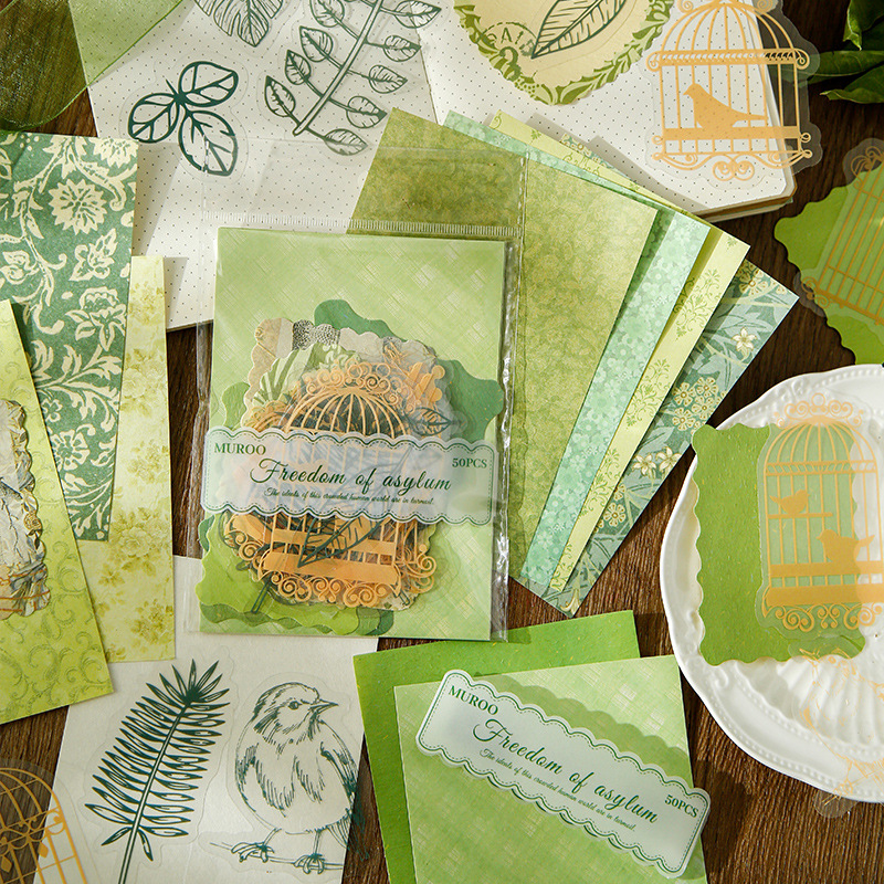 Dienasgrāmatas papīra komplekts ar retro pamatu un dekoratīvām uzlīmēm | Zīmols: Dyeing; Materiāls: Papīrs; Amats: Drukāšana; Svars: 42 g somā; Kaste: 800 gab.