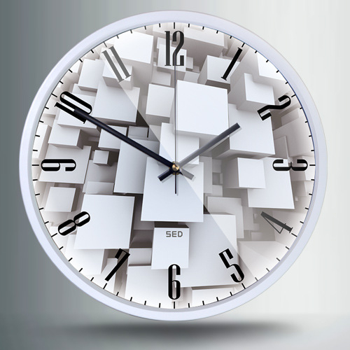 Ceas de perete Tianyu, cadru metalic circular, oglindă din sticlă de cuarț, mișcare sweep, model 705-706