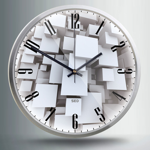 Ceas de perete Tianyu, cadru metalic circular, oglindă din sticlă de cuarț, mișcare sweep, model 705-706