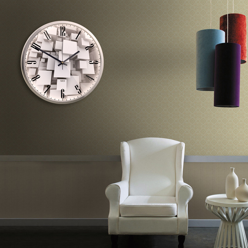 Ceas de perete Tianyu, cadru metalic circular, oglindă din sticlă de cuarț, mișcare sweep, model 705-706