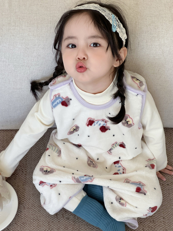 Bērnu miega maisiņš vestes stilā ar korāla flisi ārpusē un flaneles iekšpuse, bieza, garums 80 cm