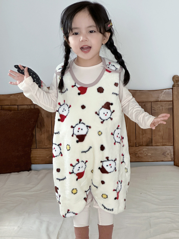 Bērnu miega maisiņš vestes stilā ar korāla flisi ārpusē un flaneles iekšpuse, bieza, garums 80 cm