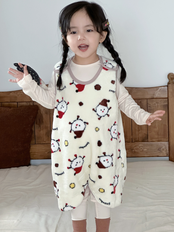 Bērnu miega maisiņš vestes stilā ar korāla flisi ārpusē un flaneles iekšpuse, bieza, garums 80 cm