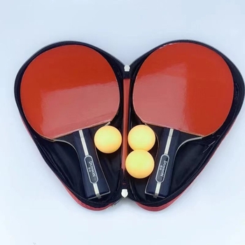 Комплект ракети за тенис на маса (2 броя) за начинаещи – карбонова основа, гума с лепило, директен удар