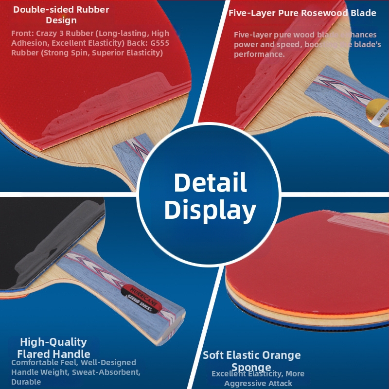 DHS No1256 Offensive Pro reketa za stolni tenis — drveni trup, anti-glue guma