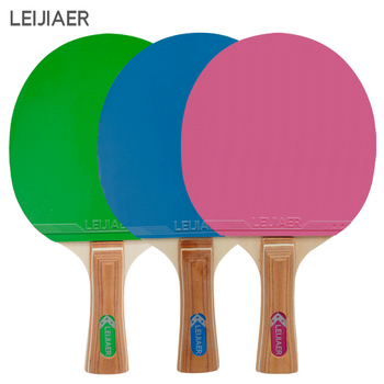 Rachetă de tenis de masă Leijiaer cu placă de bază din șapte straturi, nucleu din lemn de plop și gumă cu adeziv pozitiv + adeziv invers (adeziv invers pe ambele fețe)
