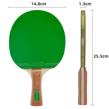 Rachetă de tenis de masă Leijiaer cu placă de bază din șapte straturi, nucleu din lemn de plop și gumă cu adeziv pozitiv + adeziv invers (adeziv invers pe ambele fețe)