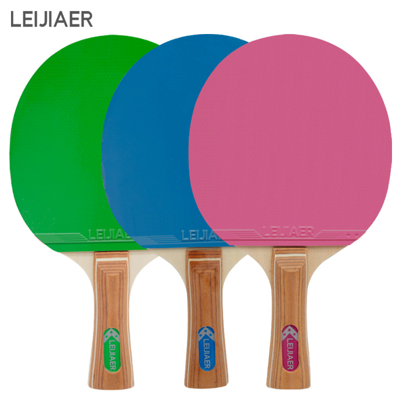 Rachetă de tenis de masă Leijiaer cu placă de bază din șapte straturi, nucleu din lemn de plop și gumă cu adeziv pozitiv + adeziv invers (adeziv invers pe ambele fețe)