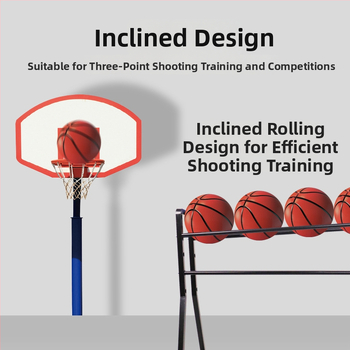 Προπονητικό καρότσι τρίποντων με μετακινούμενο ράφι αποθήκευσης, βάση μπάσκετ από χυτοσίδηρο, ενισχυμένος σχεδιασμός