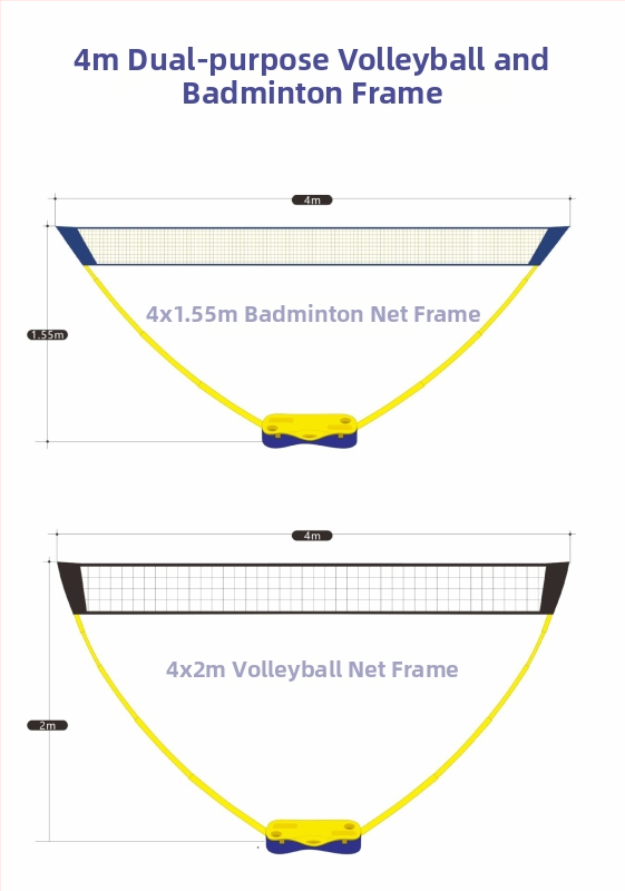 Stâlp portabil pentru plasă de volei și badminton | Montaj rapid, utilizare duală în exterior (Greutate 4 kg)