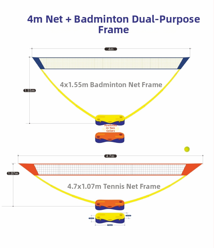 Stâlp portabil pentru plasă de volei și badminton | Montaj rapid, utilizare duală în exterior (Greutate 4 kg)