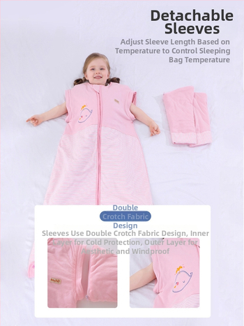 Bērnu kokvilnas gulēšanas somas ar noņemamām piedurknēm, antibakteriāls, temperatūras regulēšana un mitruma novadīšana, rudens, pavasara un ziemas laikam