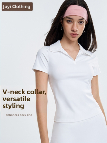 Ženski sportski set: polo majica s kratkim rukavima i tenis suknja za jogu – brzo sušenje, odvlačenje vlage, najlon + spandex, 80/20, pulover stil