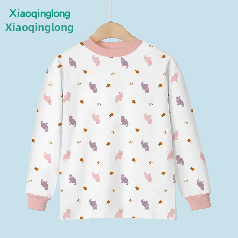 Kokvilnas bērnu pamata tops pavasara–rudens sezonai, unisex, ar augstu apkakli, 100% kokvilna, 3–8 gadi, bez kapuces.