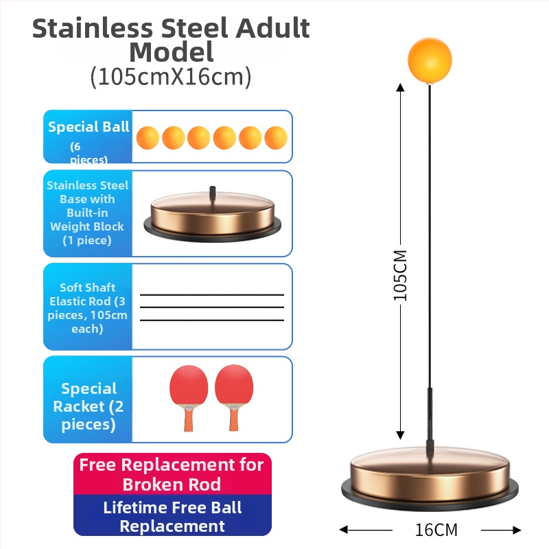 Galda tenisa treneris iekšējai lietošanai ar elastīgu garu asu un piesūcekni, Adking zīmols, drukāts logotips, pieejams privātais zīmols