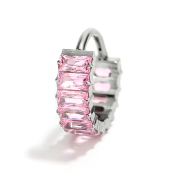 Be siūlių nosies žiedas U forma iš titano G23 su Haoshi cirkonų įdėklu