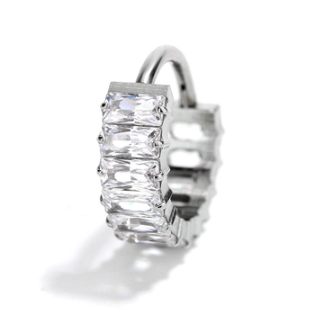 Be siūlių nosies žiedas U forma iš titano G23 su Haoshi cirkonų įdėklu