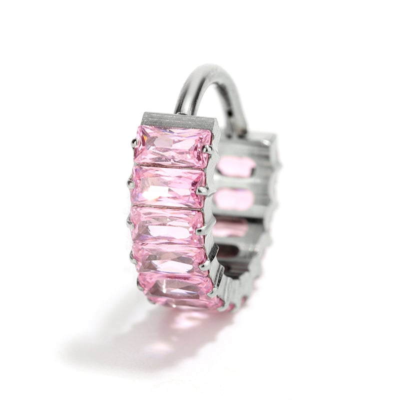 Be siūlių nosies žiedas U forma iš titano G23 su Haoshi cirkonų įdėklu