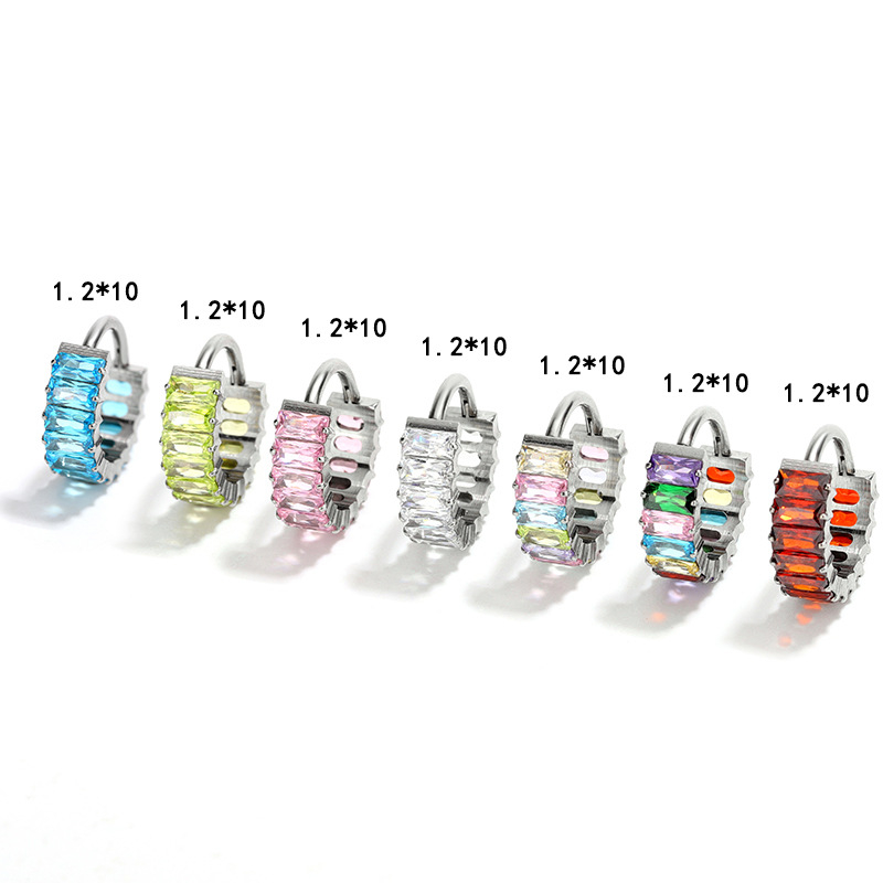 Be siūlių nosies žiedas U forma iš titano G23 su Haoshi cirkonų įdėklu