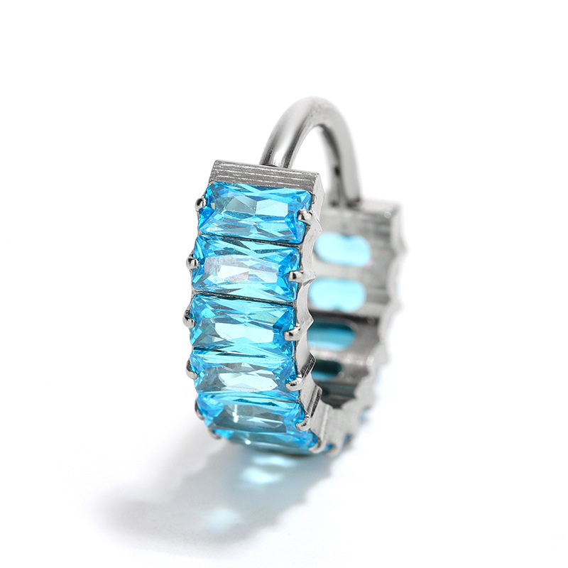 Be siūlių nosies žiedas U forma iš titano G23 su Haoshi cirkonų įdėklu