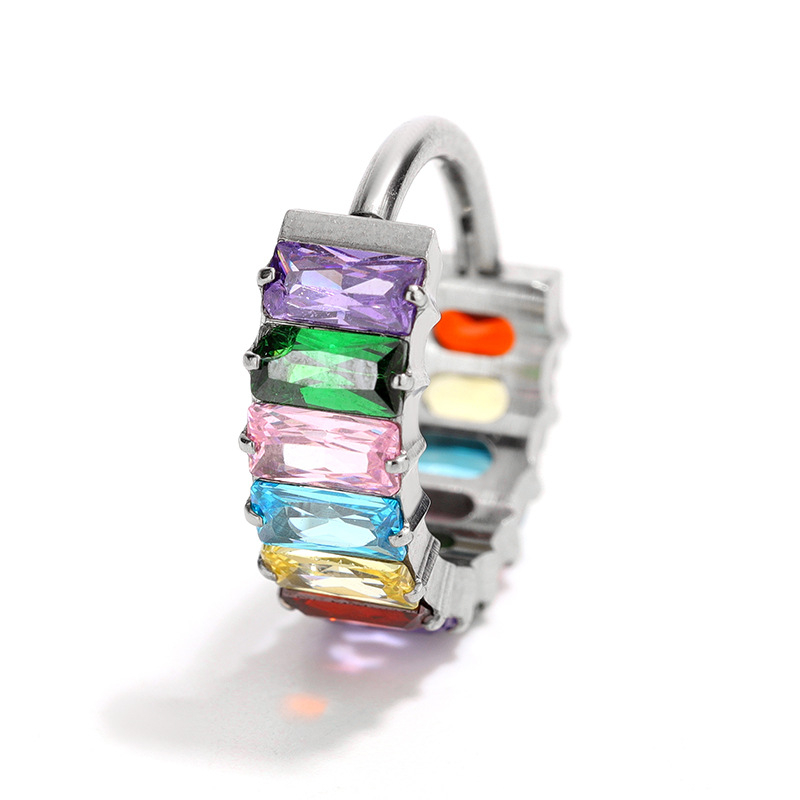 Be siūlių nosies žiedas U forma iš titano G23 su Haoshi cirkonų įdėklu