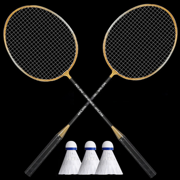Set od 2 badminton palica – okvir od ferro-alij, težina 95–100 g, držač G2, najlon užad, horizontalni udar