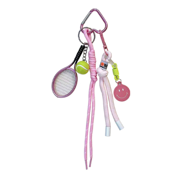 Woan Цветен ключодържател за тенис с карабинер – ABS материал, карикатурен стил, за чанта/раница