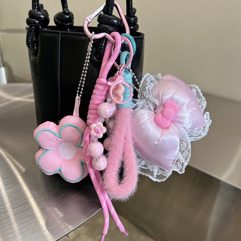 Плюшен ключодържател с панделка – Мю стил, корейска версия, сладък подвес за раница и телефон