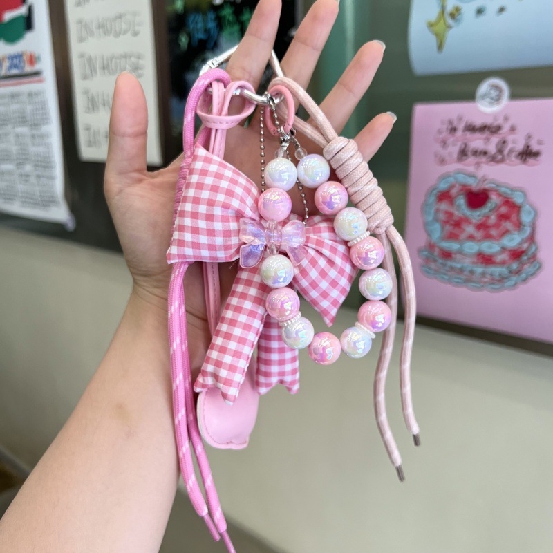 Плюшен ключодържател с панделка – Мю стил, корейска версия, сладък подвес за раница и телефон