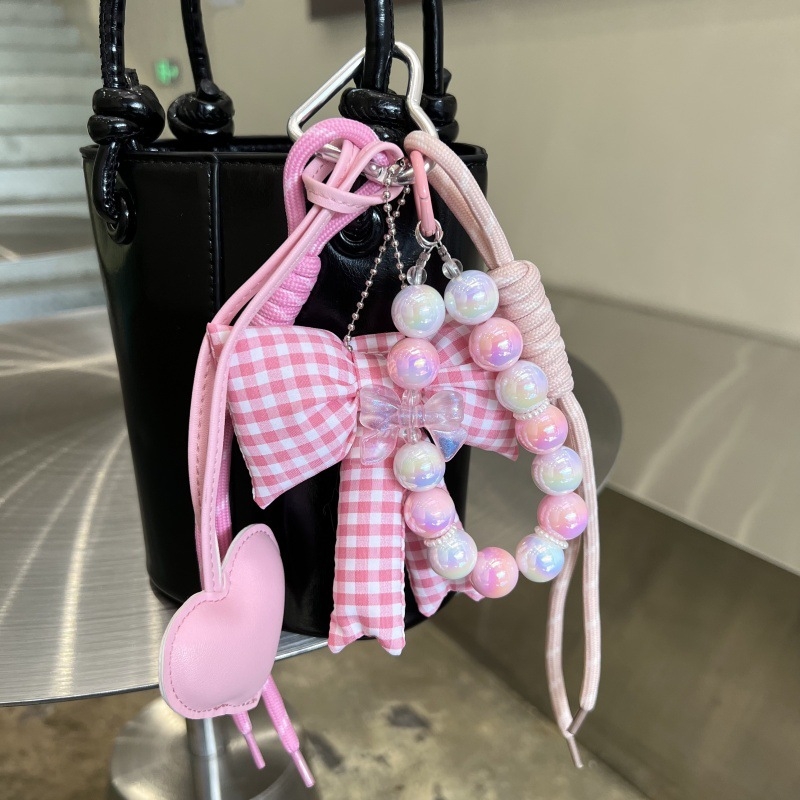 Плюшен ключодържател с панделка – Мю стил, корейска версия, сладък подвес за раница и телефон