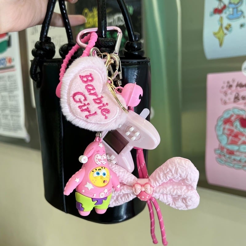 Плюшен ключодържател с панделка – Мю стил, корейска версия, сладък подвес за раница и телефон