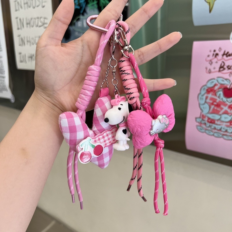 Плюшен ключодържател с панделка – Мю стил, корейска версия, сладък подвес за раница и телефон