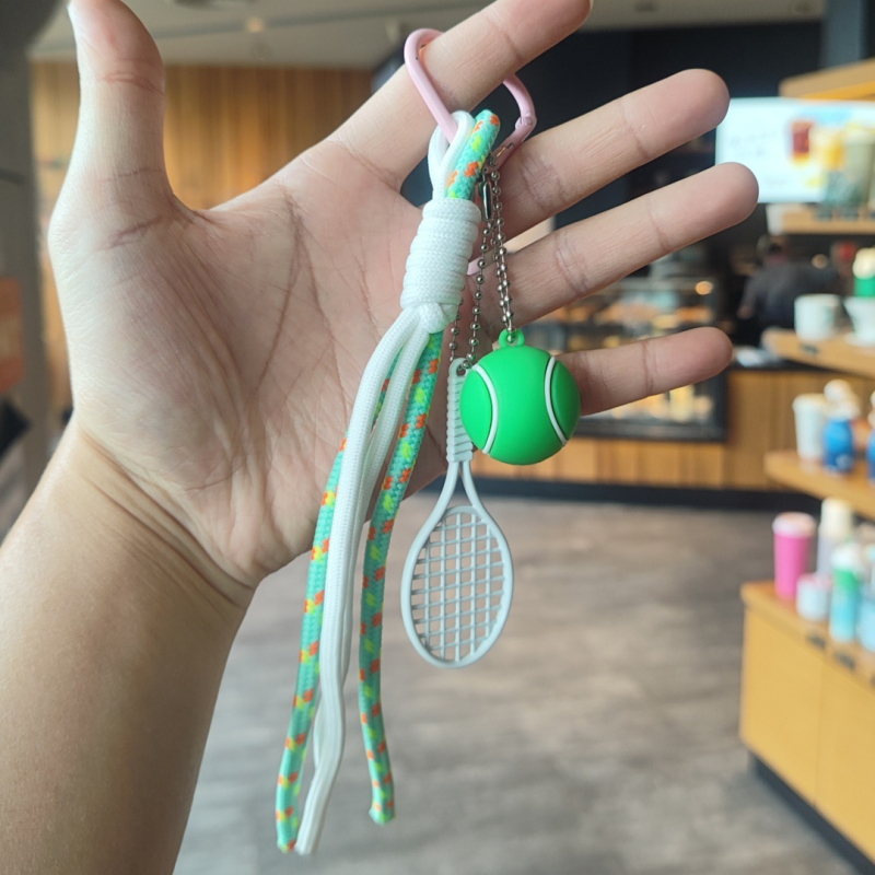 Teniso raketės raktų pakabukas pintu virvele – poliesteris, Ins stilius, prekė Xrspcgs