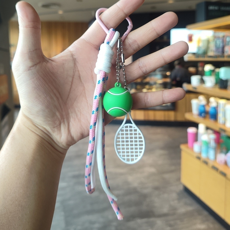 Teniso raketės raktų pakabukas pintu virvele – poliesteris, Ins stilius, prekė Xrspcgs
