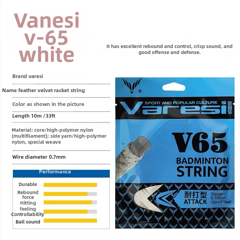 V-65 neilona raketes strūna – Varesi, badmintonam